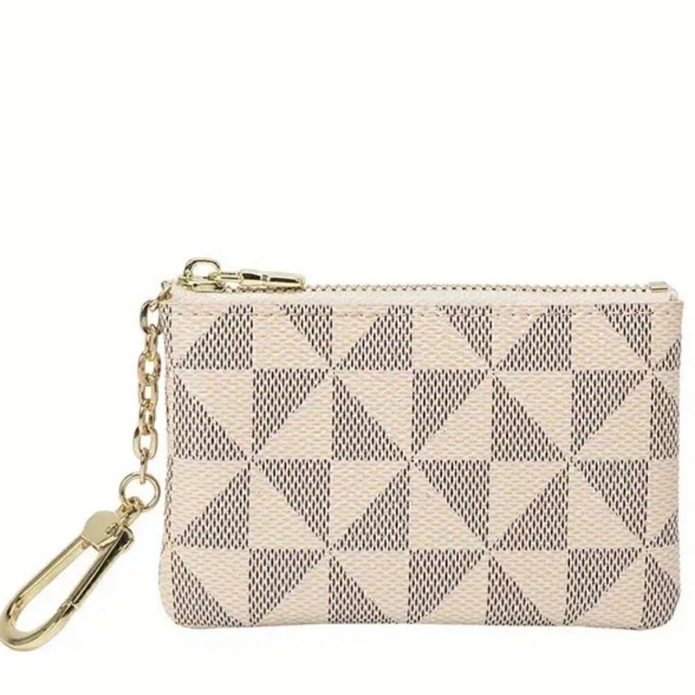 Luxurious Checkered Geometric Keychain Pouch